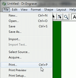 Dr.Engrave Menu: File > Print
