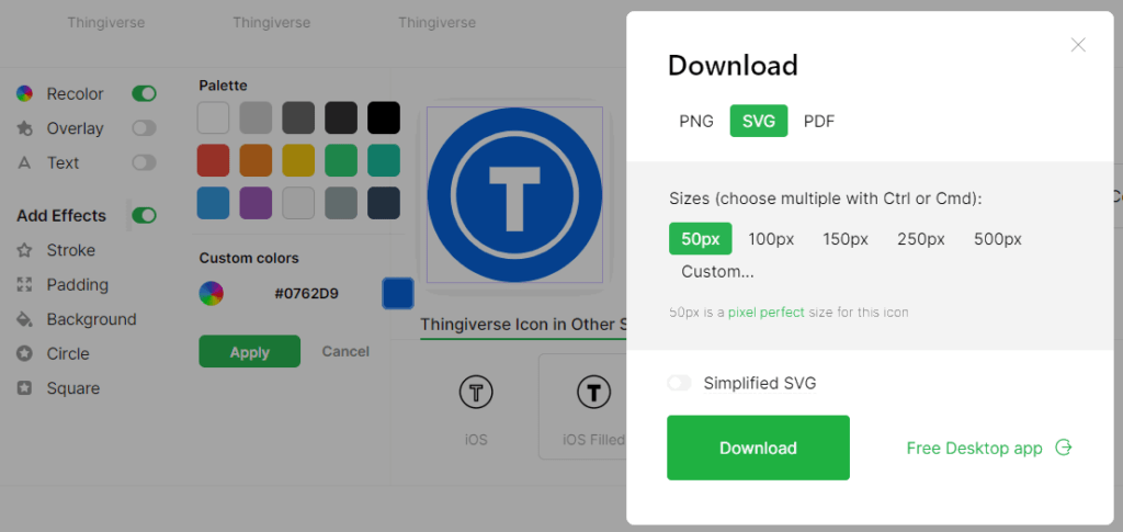 如何生成創客必備的 Thingiverse icon (SVG格式) 社交圖示 7