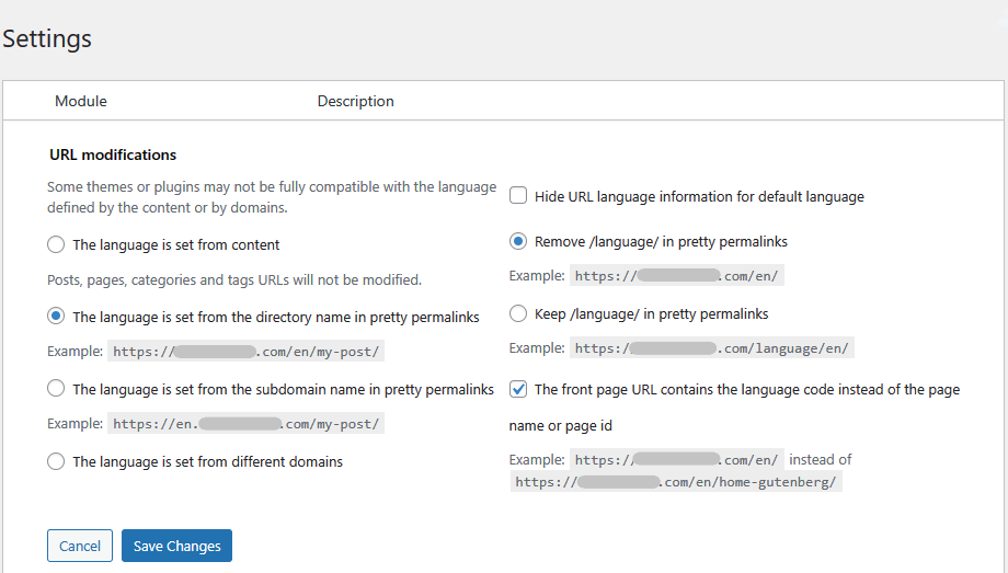 Image: Polylang Settings
